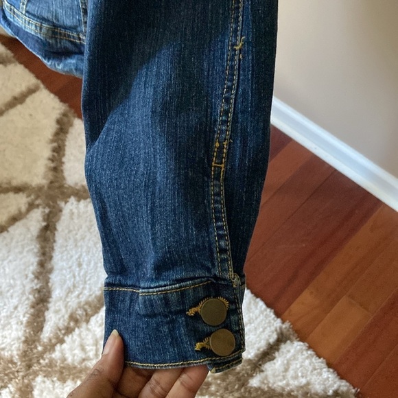 New Look Stretch Dark Wash Jean Jacket Size 2X Neutral 90’s Spring Plus Size - Picture 6 of 8